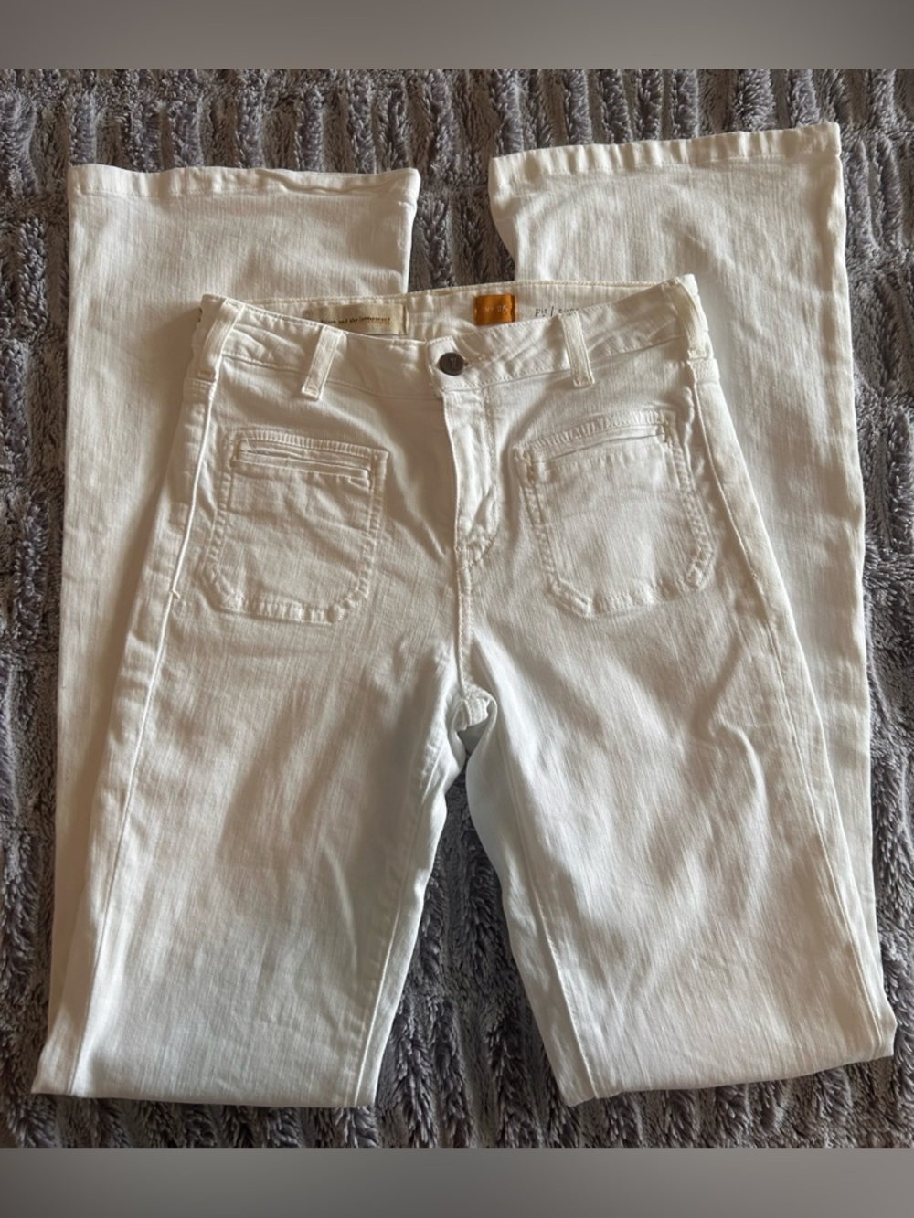 Cream Straight-Leg Jeans
